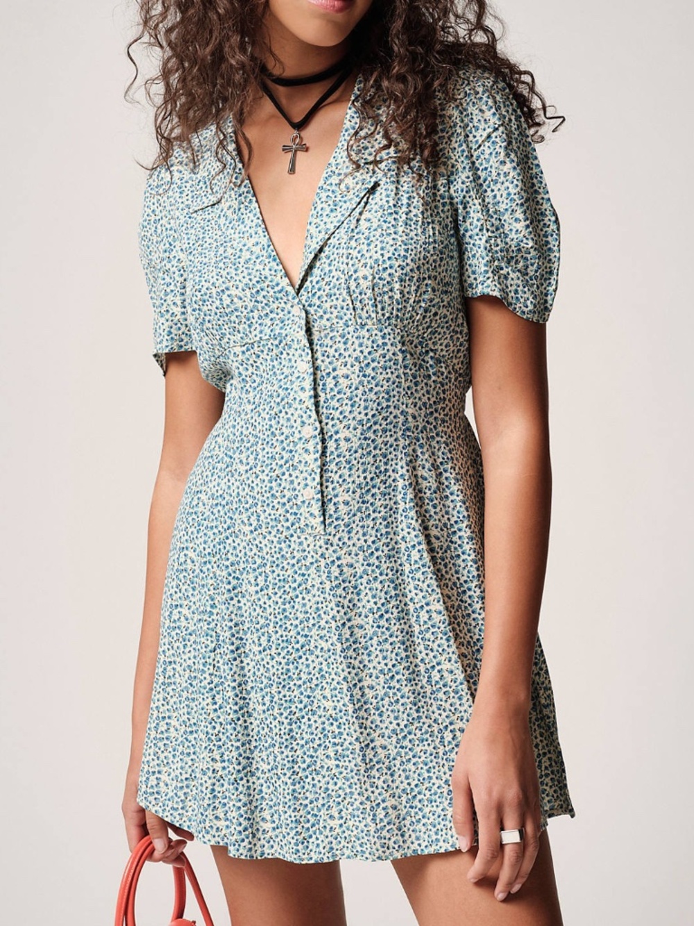 UO Crowley Collared Floral Mini Dress